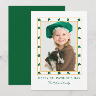 Elegant Enkel Shamrock Foto St. Patrick's Day  Julkort