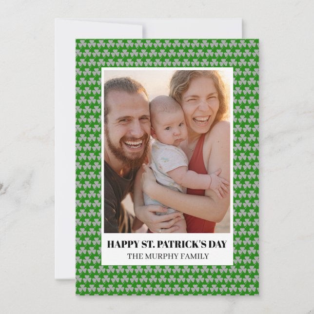 Elegant Enkel Shamrock Foto St. Patrick's Day Julkort (Framsida)