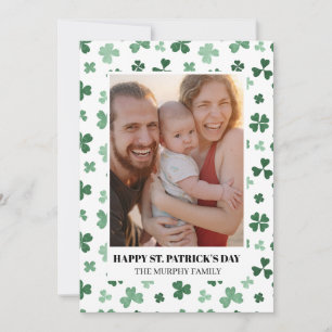 Elegant Enkel Shamrock Foto St. Patrick's Day Julkort