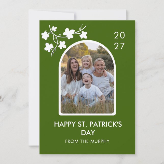Elegant Enkel Shamrock Foto St. Patrick's Day Julkort (Framsida)