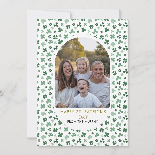 Elegant Enkel Shamrock Foto St. Patrick's Day Julkort (Framsida)