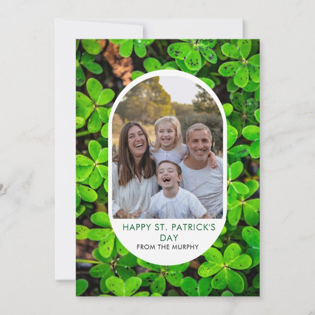 Elegant Enkel Shamrock Foto St. Patrick's Day Julkort (Framsida)