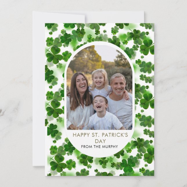 Elegant Enkel Shamrock Foto St. Patrick's Day Julkort (Framsida)