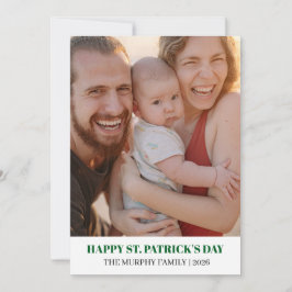 Elegant Enkel Shamrock Foto St. Patrick's Day  Julkort