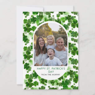 Elegant Enkel Shamrock Foto St. Patrick's Day Julkort