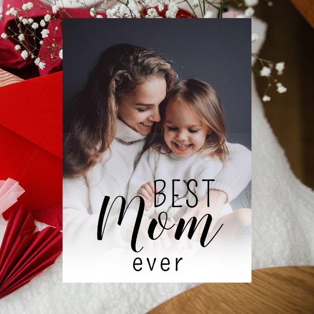 Elegant Enkel Skript Bästa Mamma Någonsin Personli Julkort (Skapare uppladdad)
