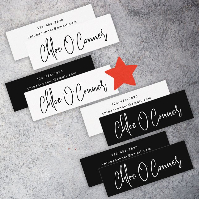 Elegant Enkel skript Namn Enkel minimal Mini Visitkort (Elegant Simple Script Name Simple Minimalist Mini Business Card)