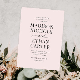 Elegant Enkel skript Rosa Bröllop Inbjudningar