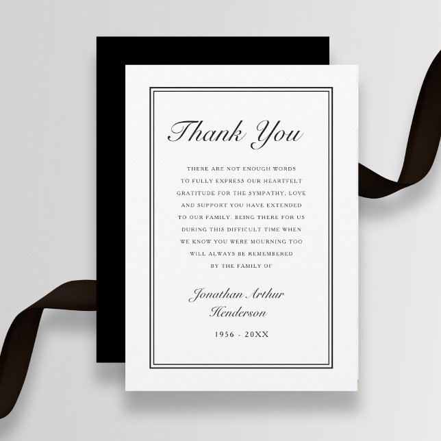 Elegant Enkel Skript Sympati Begravning Tack Kort (Elegant Simple Script Sympathy Funeral Thank You Card)