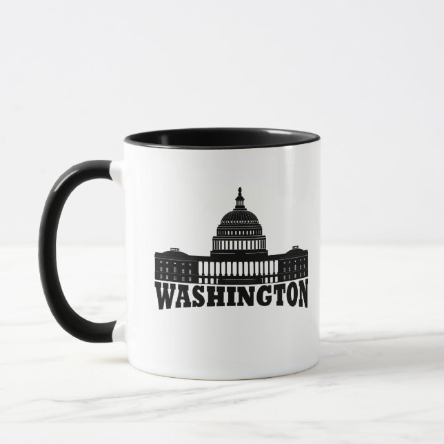 Elegant Enkel Skript Washington DC Mugg (Vänster)