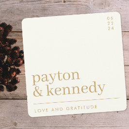 Elegant Enkel Snyggt, gam och Guld Chic-kvadrat Tack Kort