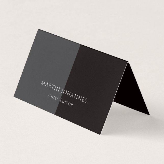 Elegant Enkel Stilren Grå Svart Minimalistisk Visitkort (Framsida)