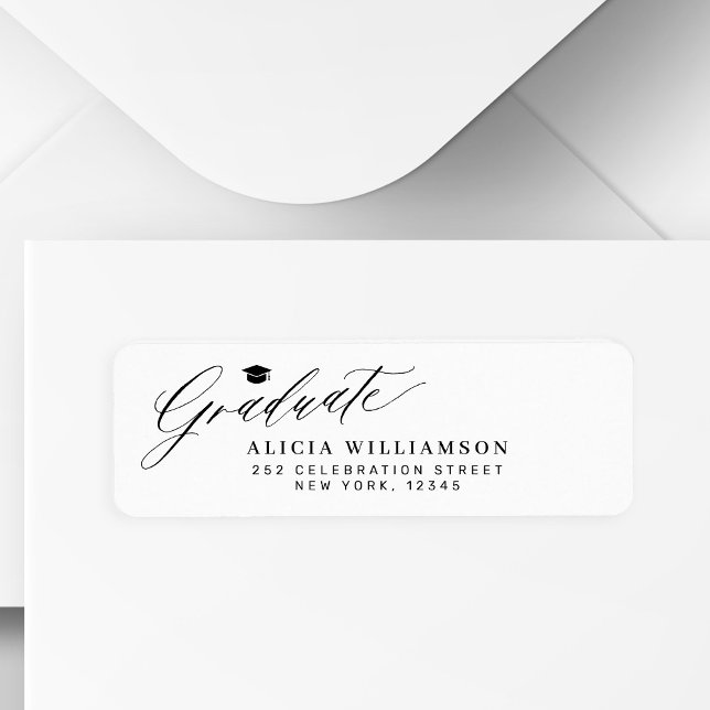 Elegant enkel student-skriptgradens sockel student returadress etikett (Skapare uppladdad)