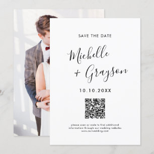 Elegant Enkel svart, minimalistisk modern QR-kod Spara Datumet