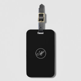 Elegant Enkel Svart Minimalistisk Monogram Bagagebricka
