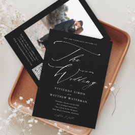 Elegant Enkel Svart Och Vit Bröllopsfest Inbjudningar