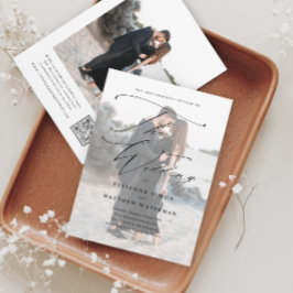 Elegant Enkel Svart Och Vit Bröllopsfest Inbjudningar