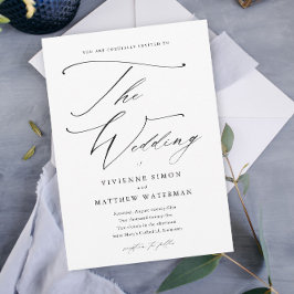 Elegant Enkel Svart Och Vit Bröllopsfest Magnetisk Inbjudningskort