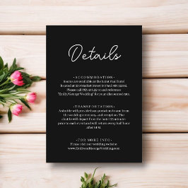 Elegant enkel svart och vit modern Chic Bröllop Tilläggskort
