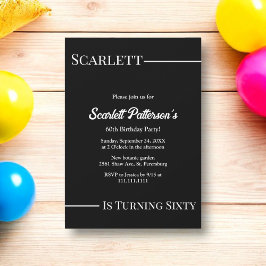 Elegant enkel svart och vit modern födelsedag inbjudningar