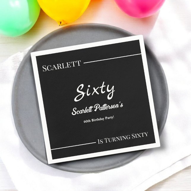 Elegant enkel svart och vit modern födelsedag pappersservett (Skapare uppladdad)