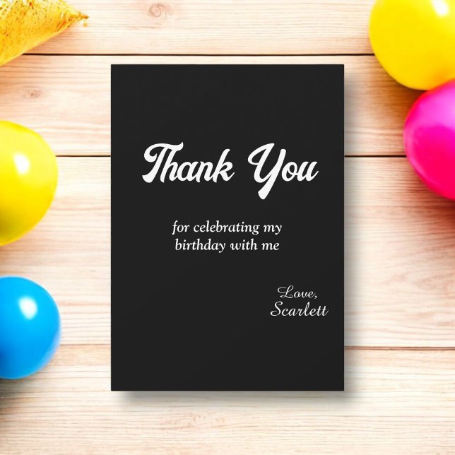 Elegant Enkel Svart Och Vit Modern Födelsedag Tack Kort (Skapare uppladdad)
