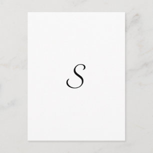 Elegant Enkel Svart och Vit Monogram Vykort