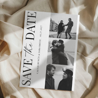 Elegant Enkel Svart och Vitt Foto Spara Datum Inbjudningar