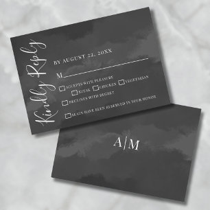 Elegant Enkel Svart Vit Bröllops RSVP-kort OSA Kort