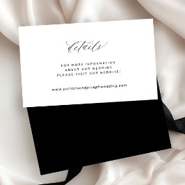 Elegant enkel svart vit bröllopswebbplats detaljer tilläggskort