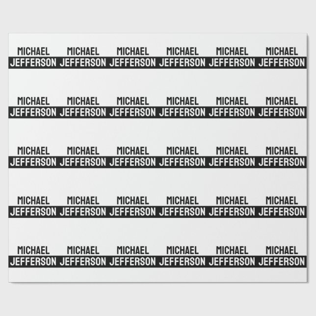 Elegant Enkel Svart Vit Personlig Anpassad Presentpapper (Platt)