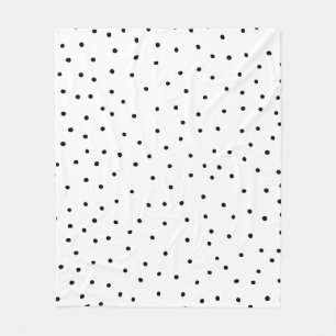 Elegant enkel svart vitvattenfärgpolka dots fleecefilt