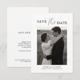 Elegant Enkel Text Foto Bröllopsannons Spara Datumet