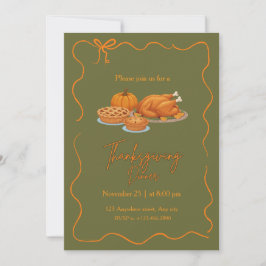 Elegant Enkel Thanksgiving Middag Inbjudningar
