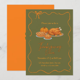 Elegant Enkel Thanksgiving Middag Inbjudningar