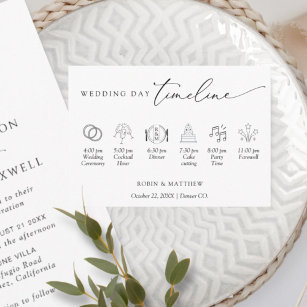 Elegant Enkel tidslinje för Bröllop Tilläggskort