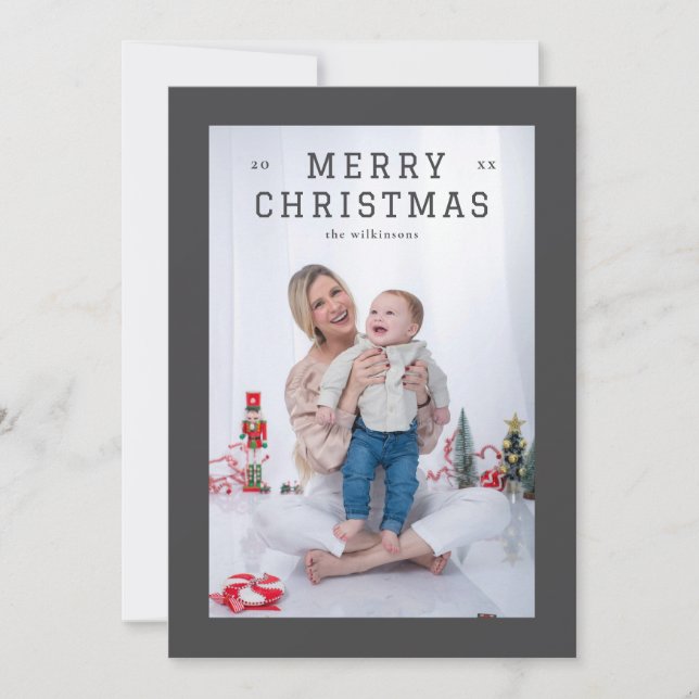 Elegant enkel tjock kantlinje julkort (Framsida)