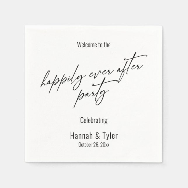 Elegant Enkel Typografi För Fest Efter Bröllopet Pappersservett (Framsidan)