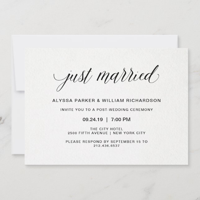 Elegant Enkel Typografi Nyligen Gifta Firande Inbjudningar (Framsida)