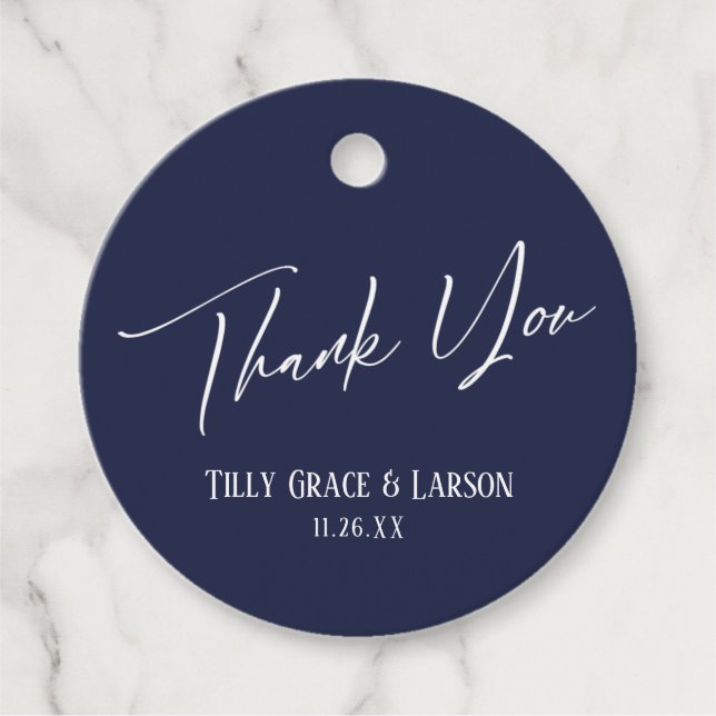 Elegant enkel typografi på marin Tack Gåvor Etiketter (Framsida)