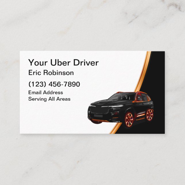 Elegant Enkel Uber Förarens Ride Hailing  Visitkort (Framsida)