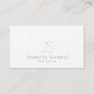 Elegant enkel vanlig rosa Monogrammed modern coola Visitkort