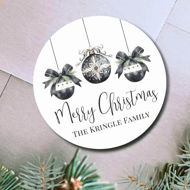 Elegant Enkel Vattenfärg Jul Runt Klistermärke (Elegant Watercolor Christmas Party Classic Round Sticker)