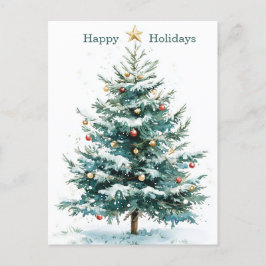 Elegant Enkel vattenfärg Julgran Anpassningsbar Helg Vykort
