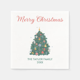 Elegant Enkel vattenfärg Julgran Ornaments Pappersservett