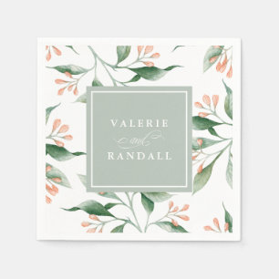 Elegant Enkel vattenfärgad Blommigt Bröllop Pappersservett