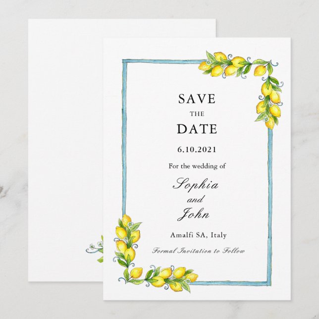 Elegant enkel Vintage Citron sparar datum Spara Datumet (Fram/baksida)