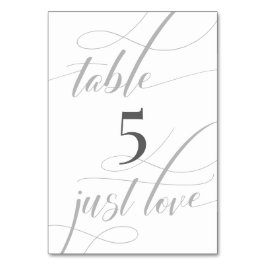 Elegant Enkel vit Grått-minimalistisk kalligrafi Bordsnummer
