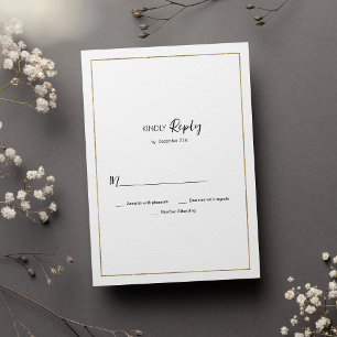 Elegant enkel vit guld-minimalistisk OSA Inbjudningar
