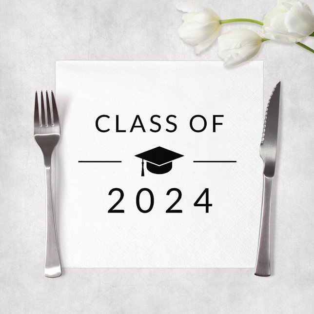 Elegant - enkel vit klass 2025-Studentfest Pappersservett (Elegant Simple White Class 2025 Graduation Party Napkins
)